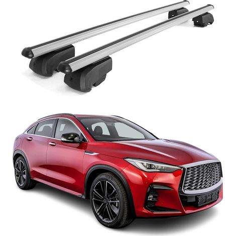 OMAC Aluminium Dachträger Querträger für Infiniti QX55 2022-2025 – City Crash – ISO/PAS 11154:2006 – Abschließbar – Max. 75 kg – 2 Stangen Silber (1/5)