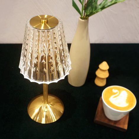 Lampe de table sans fil, lampe rechargeable, lampe portable décorative, éclairage LED tactile à intensité variable, lampe moderne en métal et cristal, lampe de chevet pour chambre d'enfant, chambre à (1/5)