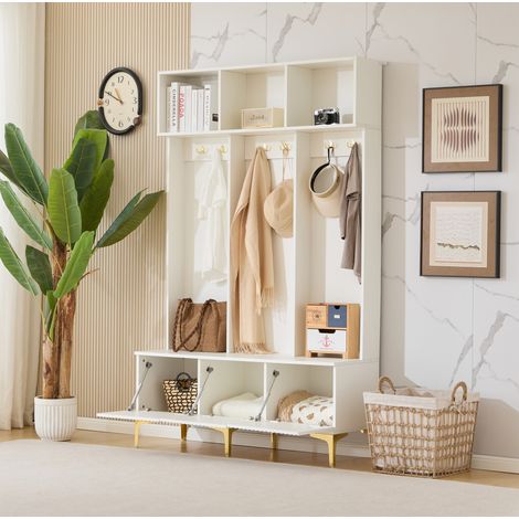 mobile contenitore ingresso 120x1915 panca ganci oro OKMYHOME (1/5)