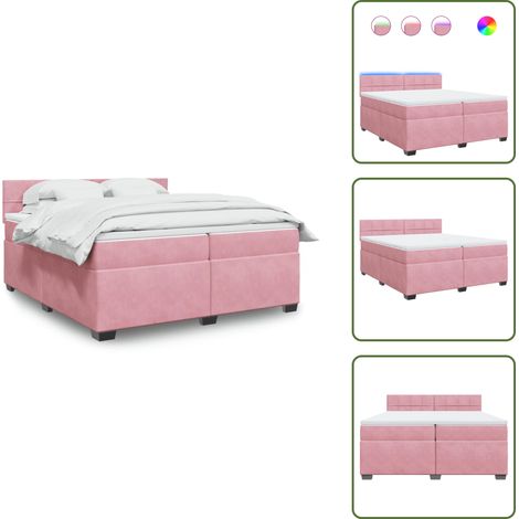 Boxspringbett mit Matratze Rosa 200x200 cm Samt - Boxspringbett - Doppelbett - Rosa Bett - Samtbett - Samtcouch (1/5)