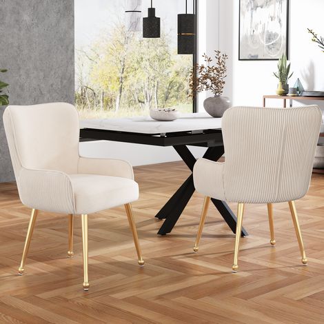 Sillas con reposabrazos de terciopelo 2 unidades OKMYHOME (1/5)