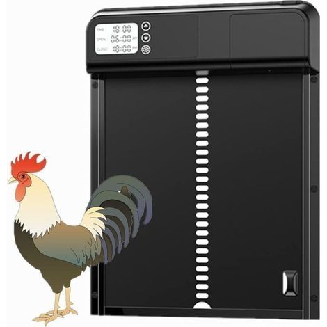 Nouveau Porte De Poulailler Automatique,3.0 Smart Metal Chicken coop Door,Porte Animale en métal avec minuterie,Suitable for Chickens, Ducks, Pigeons, etc(Black) (1/4)