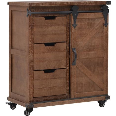Hochschrank - vidaXL Sideboard Massivholz Tanne 64x33,5x75 cm Braun - Beistellschrank (1/5)