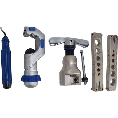 Kit d'outils à évaser avec coupe-tubes, outil à évaser en pouces et en métrique, kit de service pour raccords de tuyauterie (1/5)