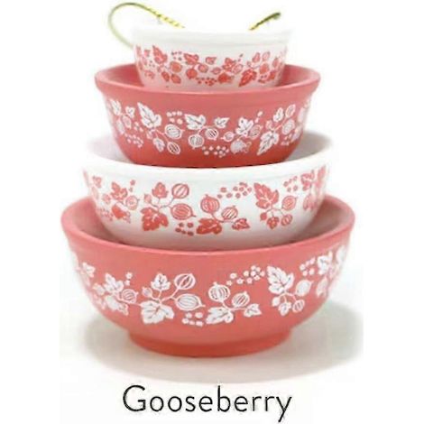 Vintage Pyrex-Schüsseln als Weihnachtsbaumschmuck – Harzdekoration für Weihnachtsfeiern, einzigartige Sammlerstücke-Gooseberry (1/5)