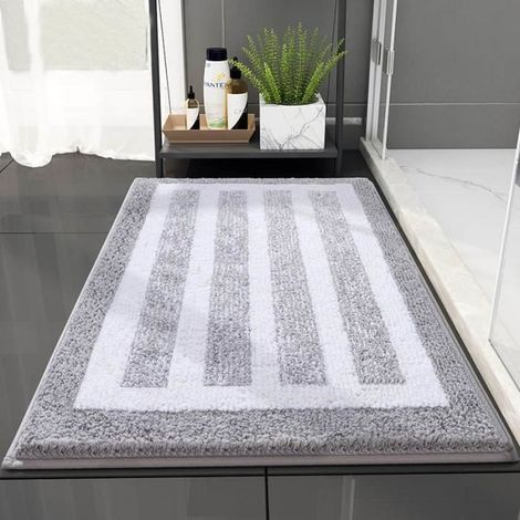 Tapis d\'entrée de salle de bain en peluche Gris 40x60 cm (1/3)