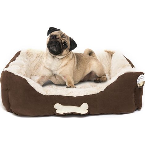 Faux Suede Fluffy Cushioned Pet Bed Soft Dog Cat Bed Large, 71x58x25cm (1/4)