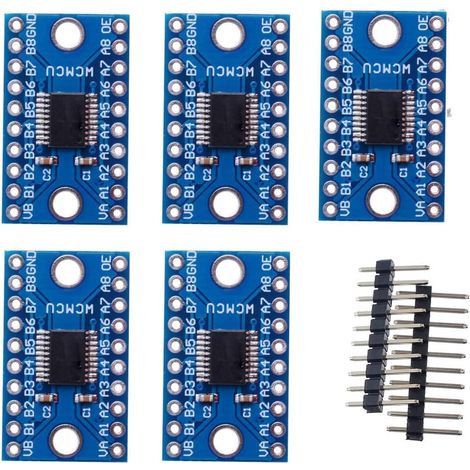 Paquete de 5 convertidores de nivel lógico de 8 canales, bidireccionales, de alta velocidad, dúplex completo, de 3,3 V a 5 V, para Arduino y Raspberry Pi.