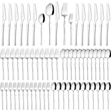 60 Pièces Couverts En Acier Inoxydable Set de Couverts de Table 12 Personnes avec Couteau à Steak Compris Fourchettes Cuillères Couteaux pour la Maison le Restaurant Lavable au Lave-vaisselle (1/5)
