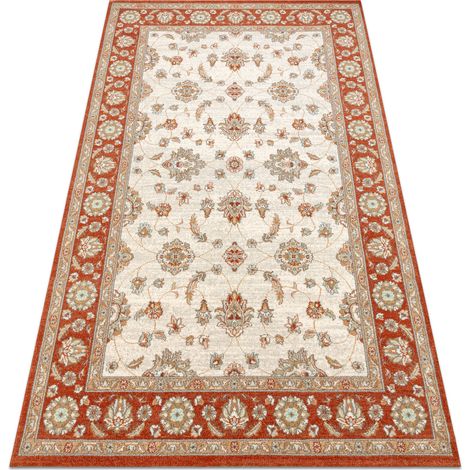 Tappeto in lana SOHO 477.15.LA103 OSTA Ornamento, cornice naturale beige / terracotta beige 200x300 cm