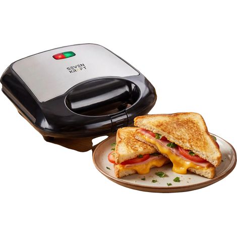 Griglia per sandwich, potenza 850W, capacità 2 fette, rivestimento ceramico antiaderente, compatibile con piastre per griglia e per panini, certificazione CE. (1/5)
