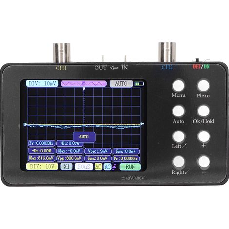 Oscilloscope numérique, générateur de signaux portable à deux canaux, bande passante de 2 MHz, fréquence d'échantillonnage de 50 MHz, écran LCD rétroéclairé de 3,2 pouces. (1/5)