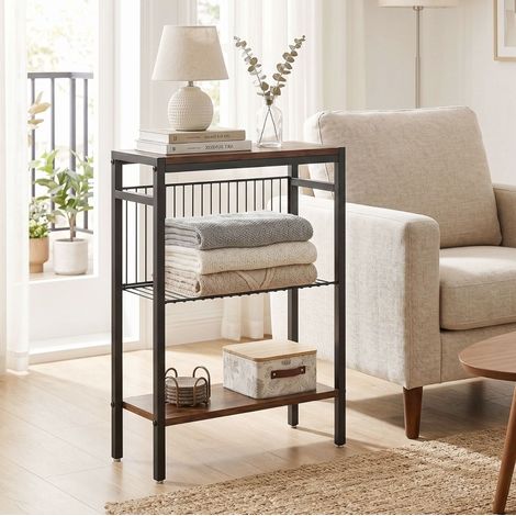 Mesa centro con 3 baldas metal madera Rustik Brown OKMYHOME (1/5)
