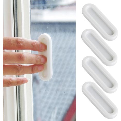 Lot de 12 poignées ovales sans trou pour porte, fenêtre, tiroir, armoire, balcon, porte coulissante en verre (1/4)