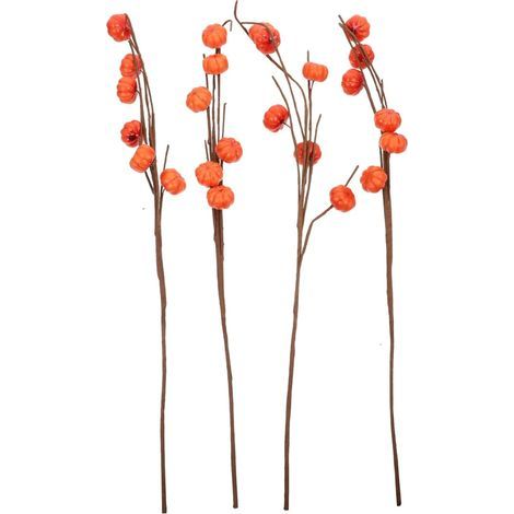 4 Ensembles 6 Branches De Citrouille Décorations De Récolte Peluche Emporte-pièces d'halloween Fausse Citrouille Décor d'halloween Fait À La Main Mousse Orange 4 Pièces 4 (1/5)