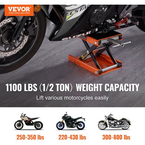 Cric de Moto à Ciseaux 500 kg Hauteur de Levage 9,5-35 cm Pont Élévateur Plate-Forme Antidérapante 36,5x22 cm Table Élévatrice Moto avec Poignée 13 cm pour Entretien Quad ATV Atelier (1/5)
