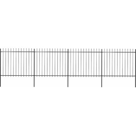 vidaXL Clôture de jardin avec dessus en forme de lance en acier 671 x 150 cm Noir (1/5)