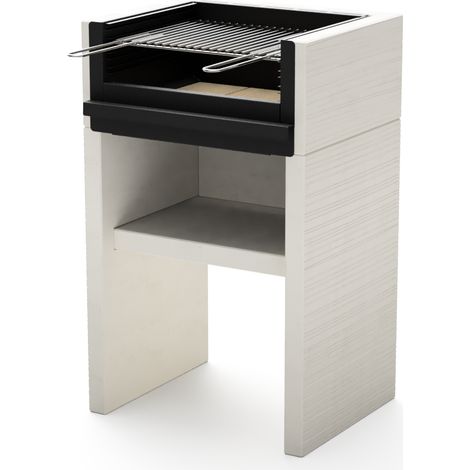 TUOZI - Barbecue fixe pour bois et charbon modèle VENIT FLEX (Gris/Blanc - 59 x 47 x 95 cm) REF: 4401 - Conception robuste, parfait extérieur (1/4)