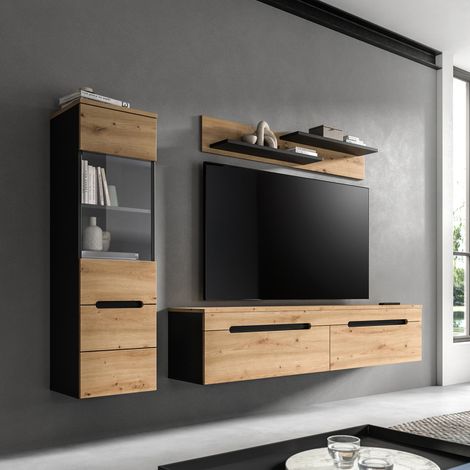 Ensemble salon 2 éléments décors naturel et anthracite - KANUT (1/5)