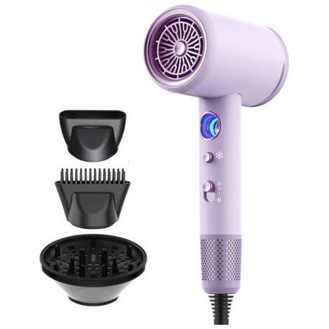 Sèche-Cheveux Ionique, 2000W Seche Cheveux Professionnel, Sèche-cheveux Voyage, Hair Dryer Puissant 3 Températures/ 6 Vitesses, seche Cheveux Boucle, Seche Cheveux Silencieux Con 3 annexe