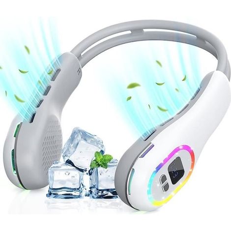 Ventilatore da collo portatile - ZGEER - 3 velocità - USB wireless - Multi-angolo regolabile - Bianco (1/4)
