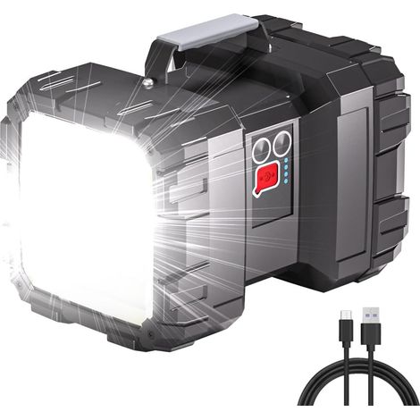 Lampe Torche,Lampe Torche LED Ultra Puissante 7 Modes 10000 mAh Lampe de Poche LED Ultra Puissante Rechargeable Torche pour Camping Randonnée Urgences [Classe énergétique A] (1/5)