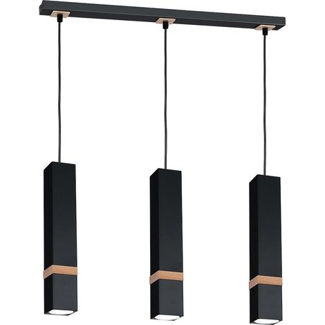 VIDAR 3 GU10 Hängelampe, schwarz, Holz, MILAGRO MLP5404 (1/5)