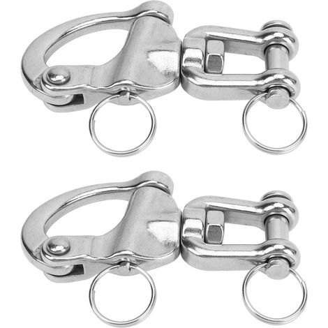Set aus 2 Schnellverschluss-Schnappschäkeln aus Edelstahl 316, hochfest, universell für Segelboot-Takelage, 87 mm. (1/5)