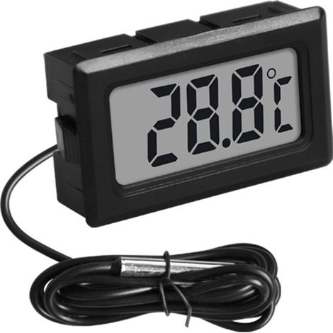 Mini thermomètre numérique avec écran LCD, câble 1 m, pour aquarium, bain ou voiture, noir, 1 pièce (1/5)
