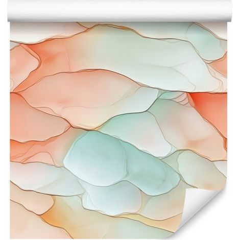 Papier peint 50x1000 cm, coloris Crème Encre, Gris Clair, Pêche et Blanc (1/5)