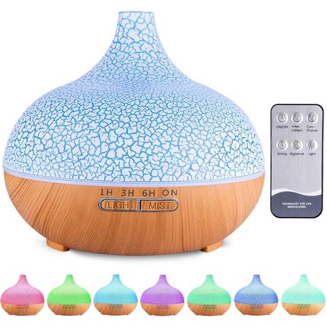 Diffuseur d'huiles essentielles, humidificateur ultrasonique 550 ml, diffuseur d'aromathérapie électrique avec télécommande, lumières LED 7 couleurs XXW (1/4)