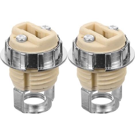 Set of 2 Ceramic Sockets with Screw Base with Metal Ring for Easy Installation and Reinforced Electrical Safety (1/5)