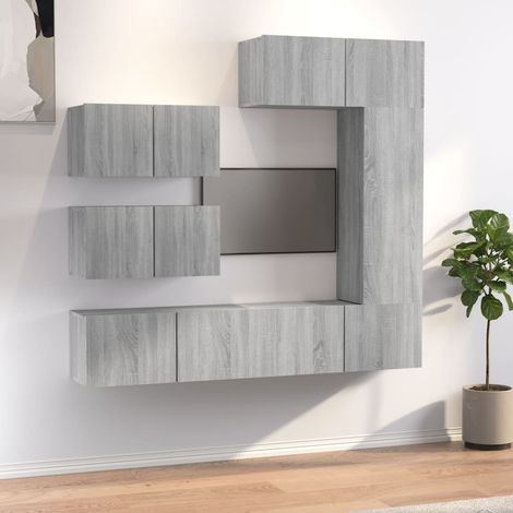 6-tlg. TV-Schrank-Set Grau Sonoma Holzwerkstoff