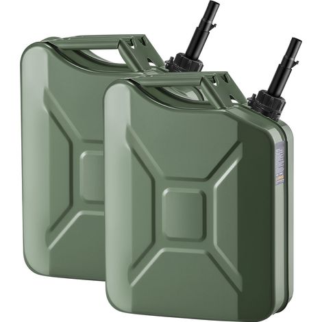 Bidon de carburant métallique 20 L, avec bec verseur et poignée confortable, débit max 6 L/min, étanche et résistant à la corrosion, pour voiture, moto, quad, vert, lot de 2. (1/5)