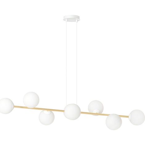 Lampada a Sospensione Gravity, Acciaio verniciato a polvere, Vetro, Bianco, Oro, 140x100x29 cm (1/5)