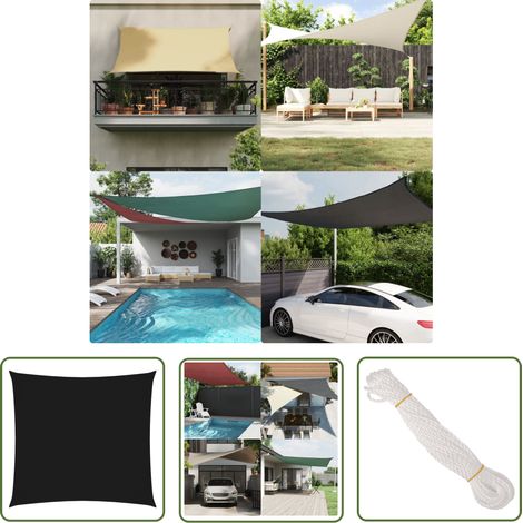 The Living Store Voile de parasol tissu oxford carré 2,5x2,5 m noir - Parapluie - Voile Solaire - Parasol Carré - Parasol Extérieur - Protection Solaire (1/5)