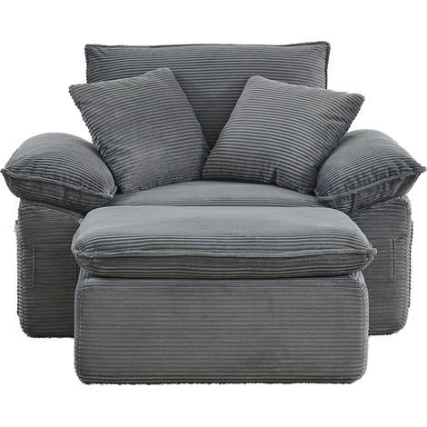 Fauteuil-Lit Convertible - 1 Place - Sans Installation - Tissu - Avec Pochettes Latérales - 156 x 125 x 65 cm - Moderne - Gris Clair (1/5)