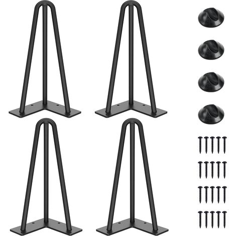 Pata de mesa de 3 postes, apta para mesa de centro, mesa de comedor, mesita de noche, altura 25 cm (negra, 4 unidades) (1/5)