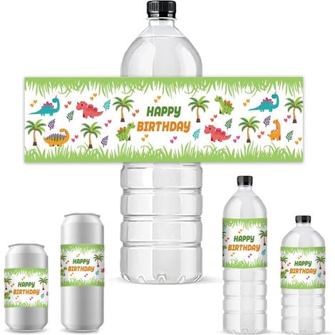 30 x Dinosaur Water Bottle Labels Garden Packaging Happy Birthday Water Bottle Stickers Dinosaur Plants for Party Decorations (1/5)