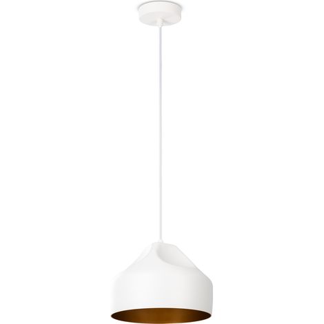 Paco Home Hängeleuchte Wohnzimmer Esstisch Küchenlampe 1,5m Textilkabel Industriell Pendelleuchte - Typ 2, Weiß-Gold