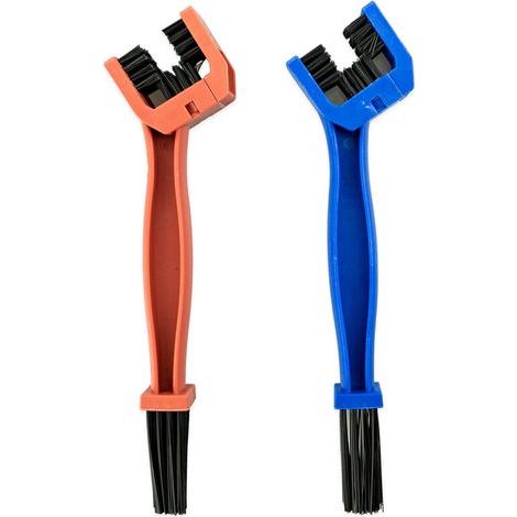 Fahrradkettenbürste, Motorradkettenbürste, Brems- und Schmutzreinigungsbürste, blau + rot, 2 Stück (1/5)