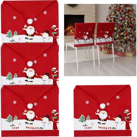Set of 4 Christmas chair back covers, snowman chair covers, Christmas decorations (1/5)