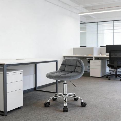 MEUBLIV Chaise de bureau pivotante à roulettes gris foncé, hauteur réglable, dossier bas (1/5)