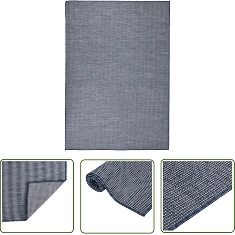 Tapis à tissage plat d'extérieur, Tapis de jardin, Balcon 160x230 cm Bleu FYH94478 (1/5)