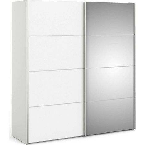 Dmora - Guardaroba 2 ante Astrée, Mobile camera da letto, Cabina armadio portabiti, Armadio appendiabiti, 182x64 h202 cm, Bianco
