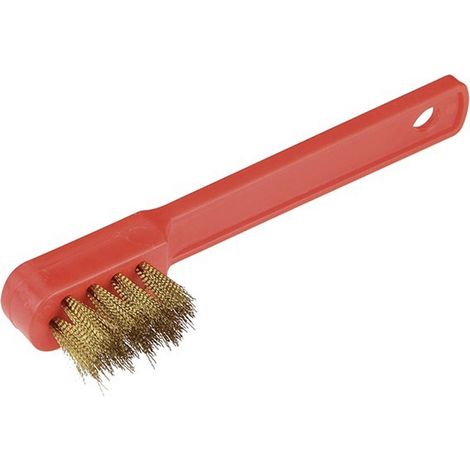 MINI BROSSE EN ACIER LAITONNÉ AVEC MANCHE EN PLASTIQUE