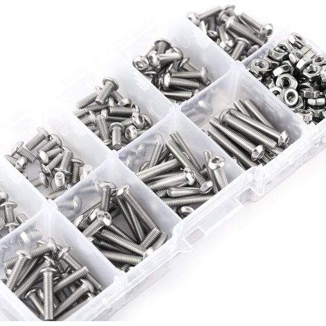 Jiajia AI, Coffret de Boulon Vis Ecrou Hexagonal à Tête, Acier Inoxydable 304, 340pcs pour jardin, terrasse et (1/5)