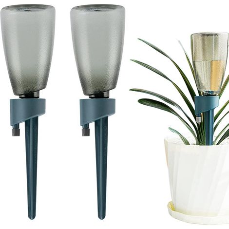 2 Dispositifs d'Arrosage pour Plantes, Goutteurs Réglables Auto-Irrigation avec Bouteille 500ML, Système de Drip pour Voyage, Plantes d'Intérieur en Pot, Bleu (1/5)