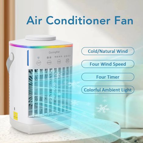 Refroidisseur d'air portable, ventilateur de bureau avec minuterie, adapté aux bureaux et aux maisons. (1/5)
