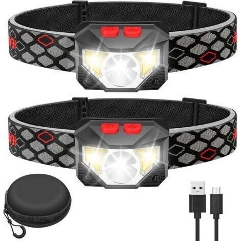 BARKBUSTERS LED-Stirnlampe, 2er-Pack, superhelle Lampe mit Bewegungssensor, 1500 Lumen, 10 Modi, 1200 mAh USB-Akku, wasserdicht, ideal für Camping, Wandern und mehr. (1/4)